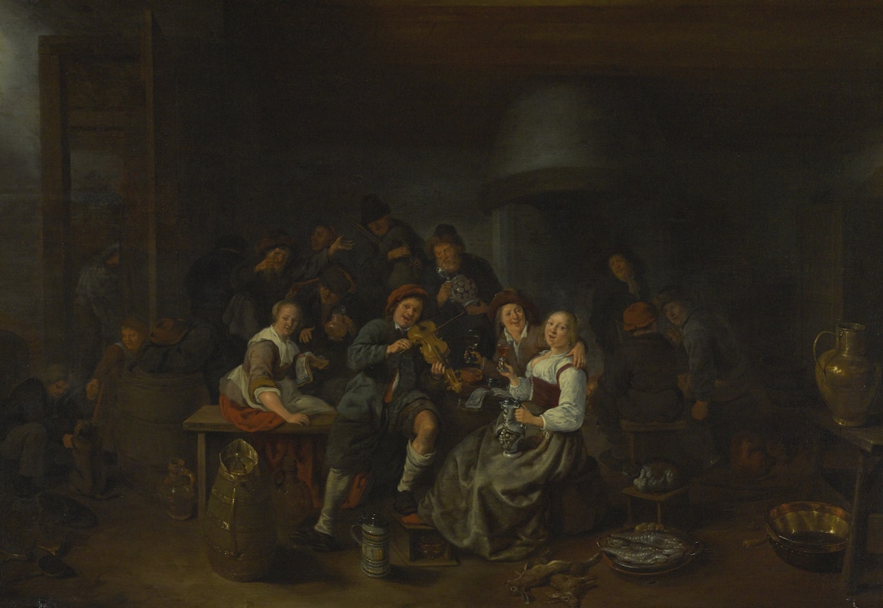 MERRY COMPANY IN AN INN WITH A VIOLINIST by Jan Miense Molenaer