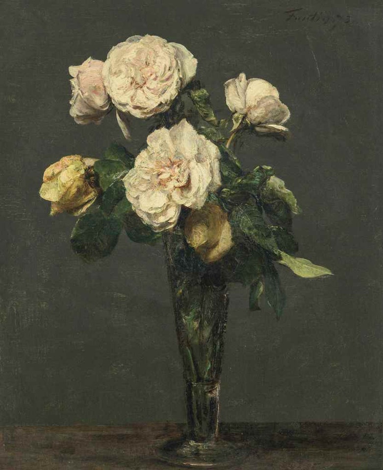 Roses thé dans une flûte à champagne by Henri Fantin-Latour