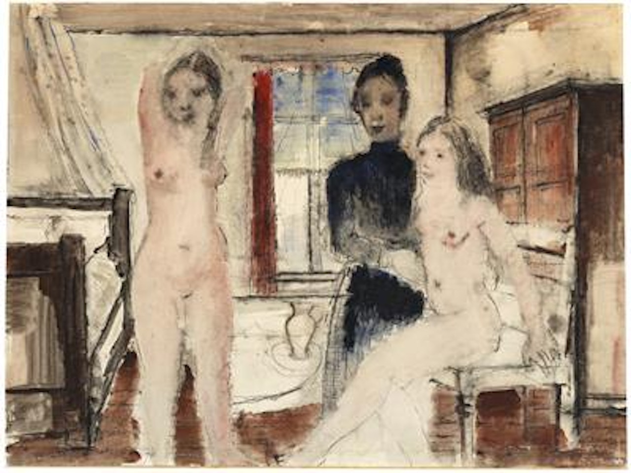 Jeunes filles dans la chambre à Wanze by Paul Delvaux