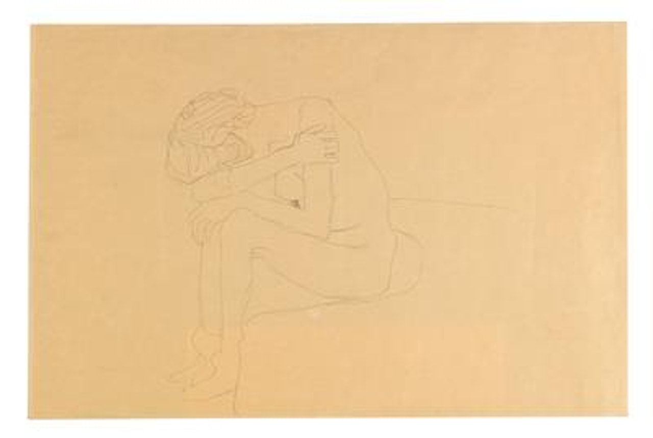 Seated, huddled up nude by Gustav Klimt