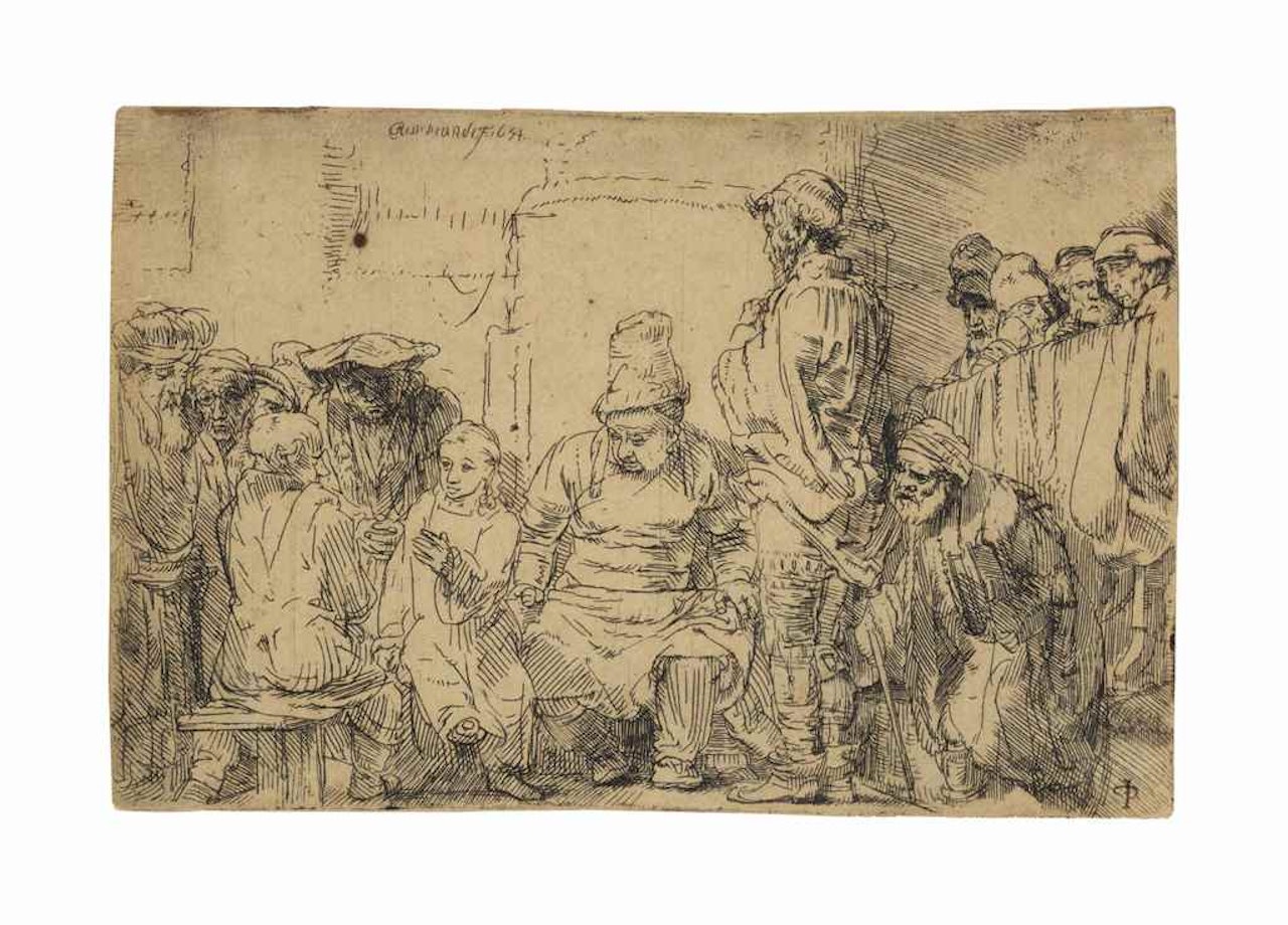 Christ seated disputing with the Doctors by Attributed to Rembrandt Harmensz van Rijn