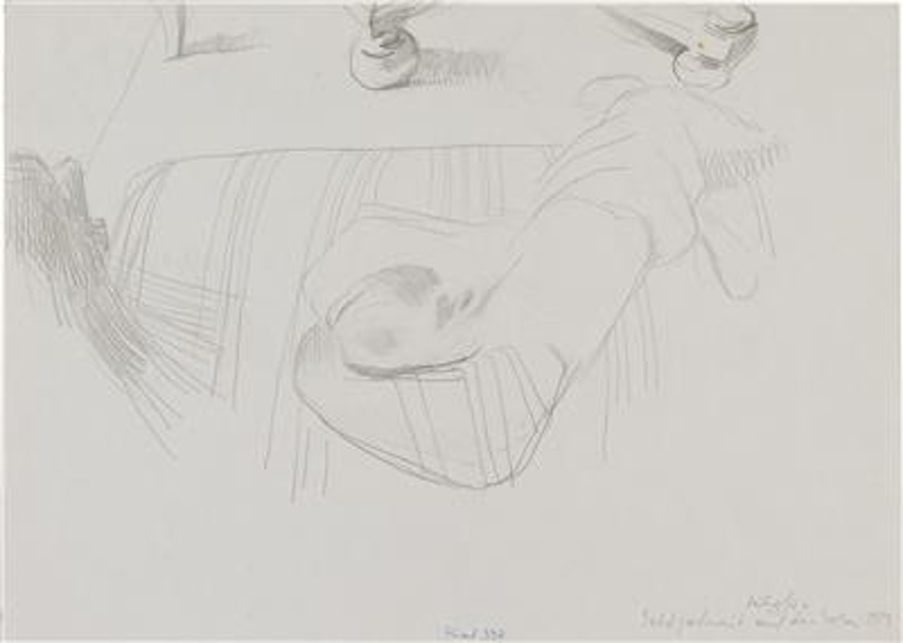‚Selbstportrait auf dem Sofa‘ by Maria Lassnig