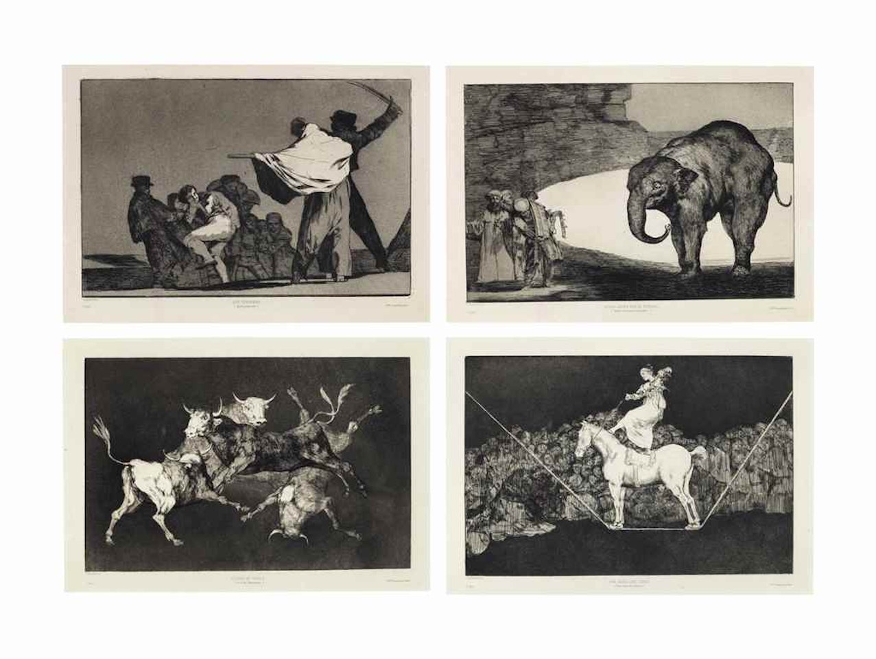 The four additional plates for: Los Proverbios by Francisco José de Goya