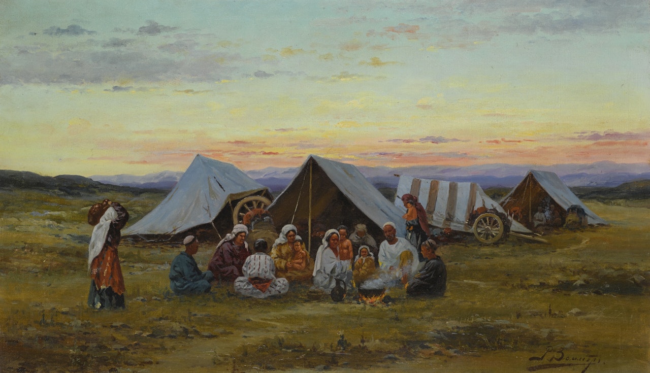 EVENING AT THE CAMP by Richard Karlovich Zommer