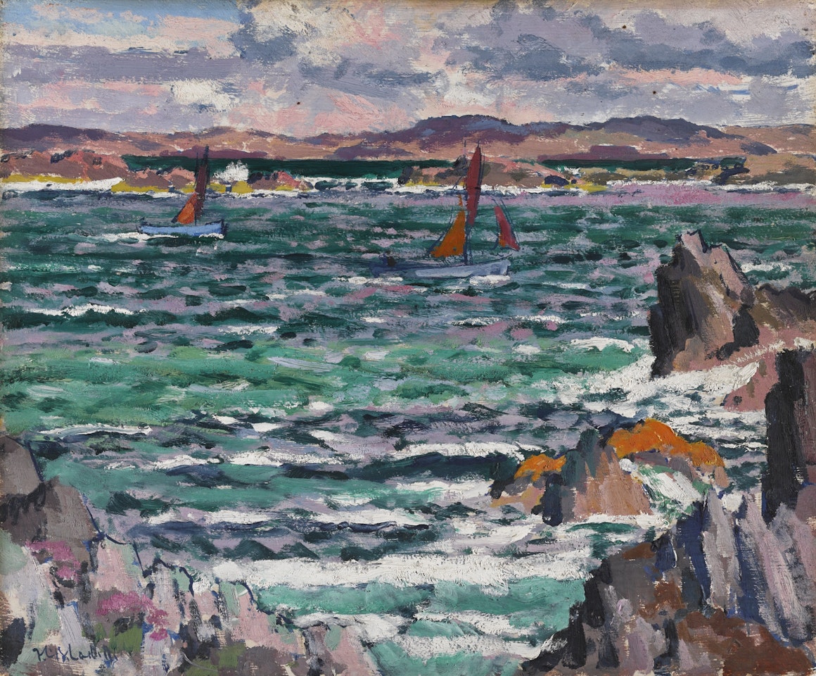 SAILING BOATS, IONA (RECTO); MALE NUDE (VERSO) by Francis Campbell Boileau Cadell