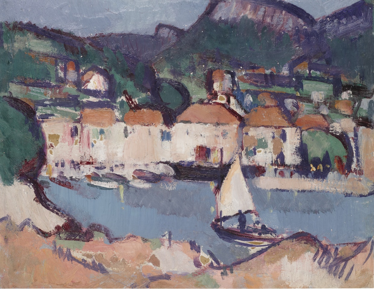 CASSIS BAY (RECTO), SELF PORTRAIT (VERSO) by John Duncan Fergusson