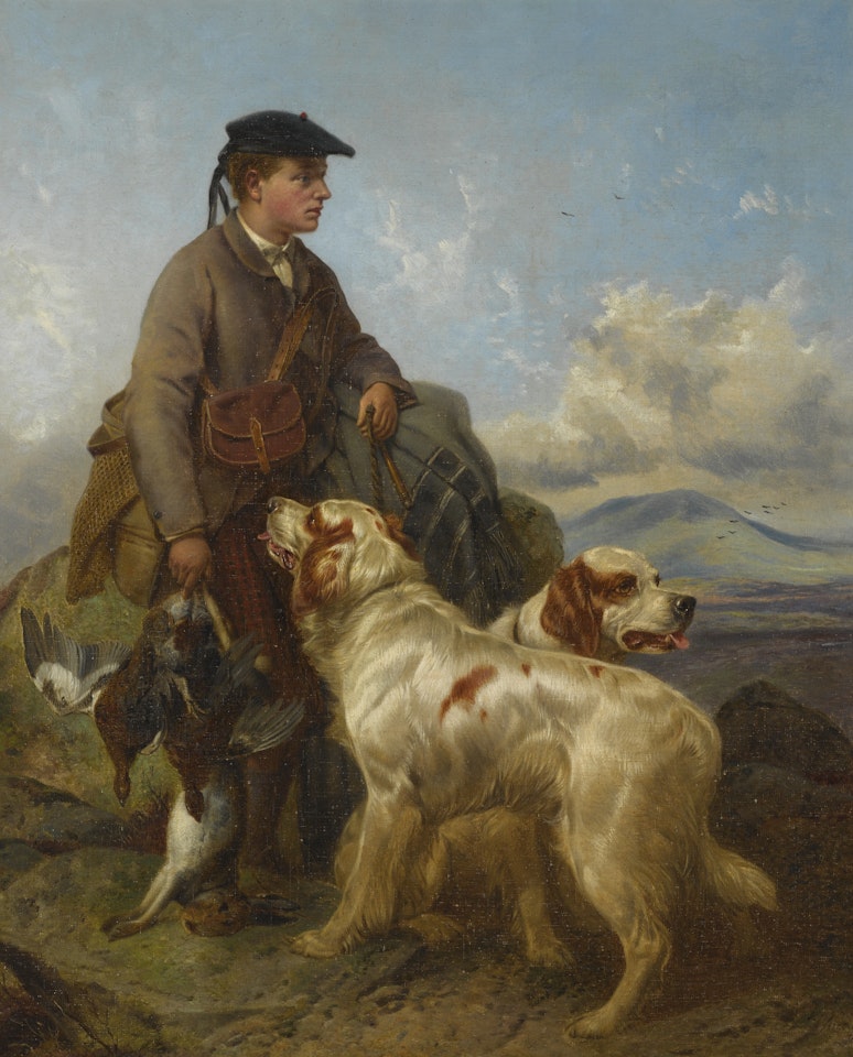 A HIGHLANDER WITH SETTERS AND GAME by Richard Ansdell