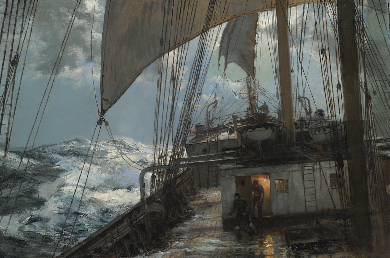 A NIGHT AT SEA by Montague Dawson