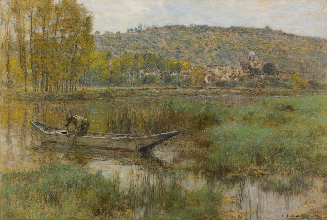 LE PÊCHEUR À CHARTÈVES  by Léon Augustin Lhermitte