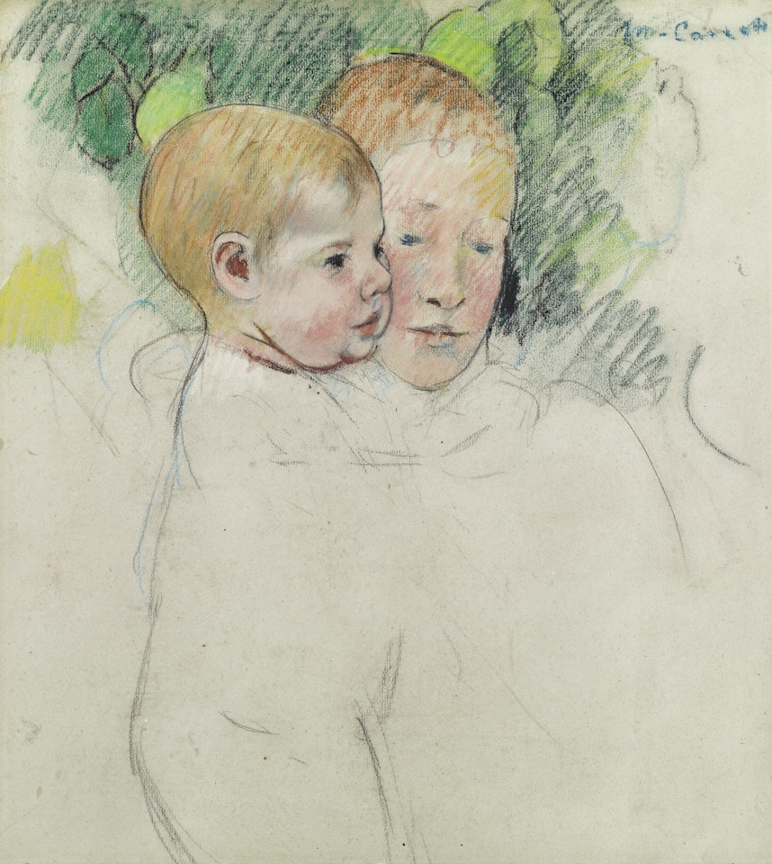 WOMAN AND CHILD IN FRONT OF A FRUIT TREE by Mary Cassatt