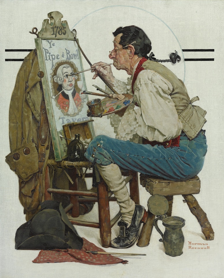 PIPE AND BOWL SIGN PAINTER (COLONIAL SIGN PAINTER) by Norman Rockwell