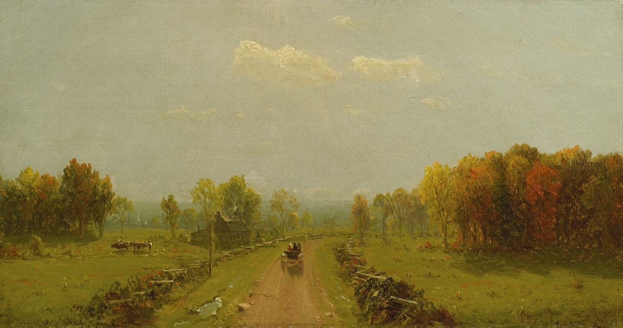 CARRIAGE ON A COUNTRY ROAD by Sanford Robinson Gifford