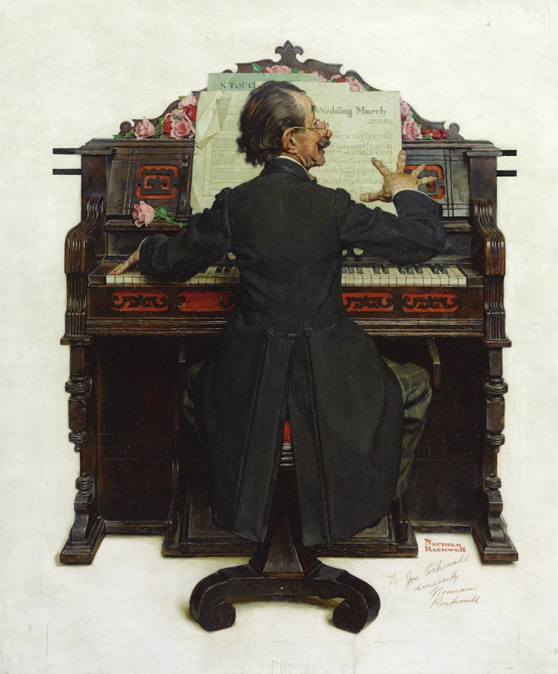ORGANIST WAITING FOR CUE by Norman Rockwell