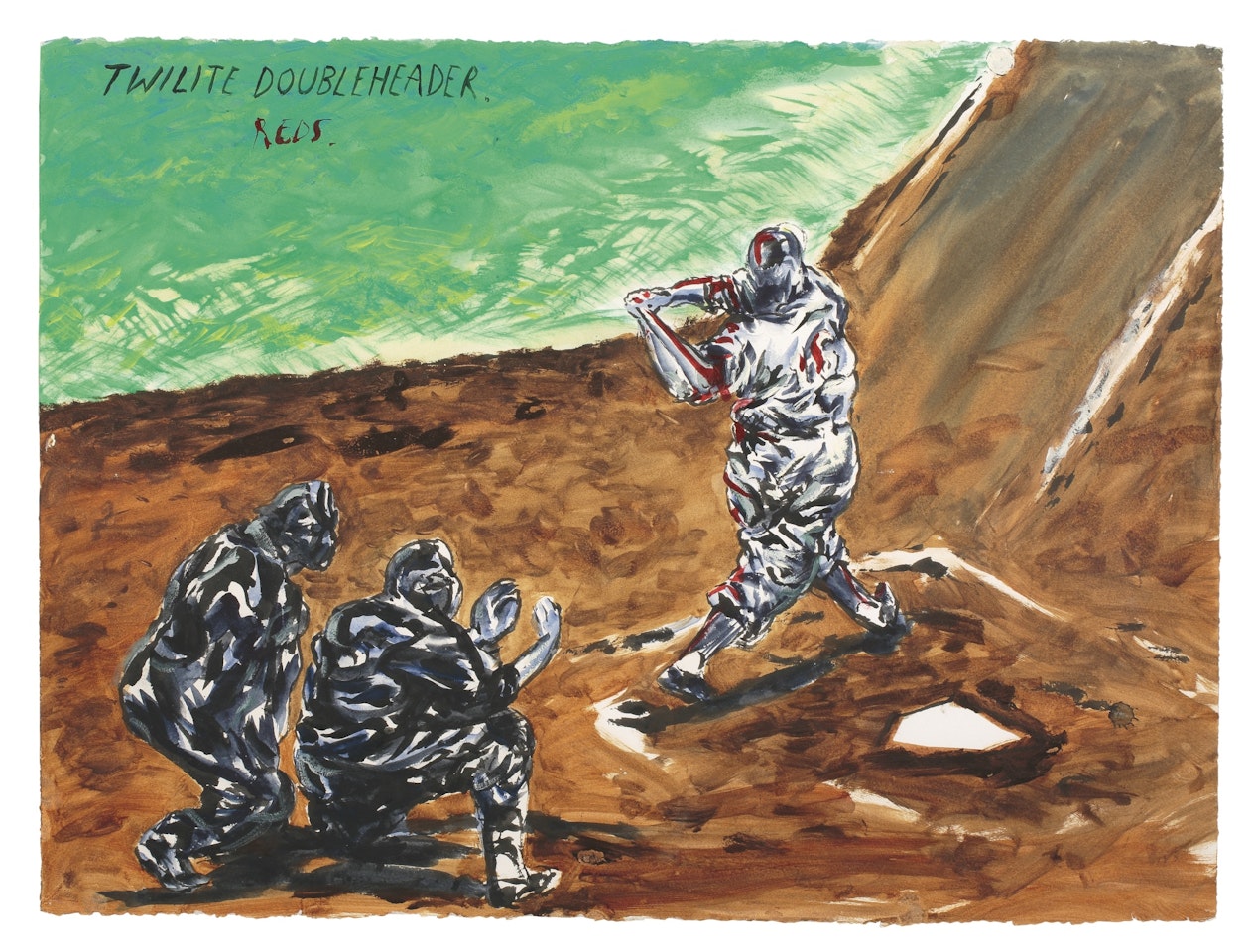 UNTITLED (TWILIGHT DOUBLEHEADER REDS...) by Raymond Pettibon