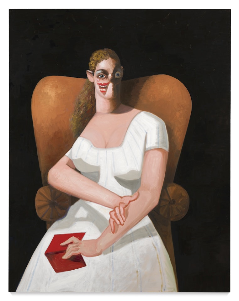 WOMAN ON BROWN CHAIR by George Condo