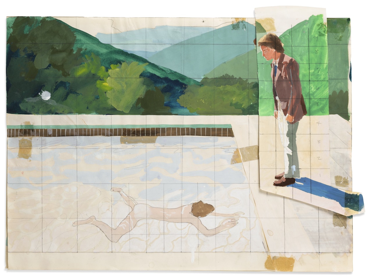 STUDY FOR PORTRAIT OF AN ARTIST (POOL WITH TWO FIGURES) by David Hockney