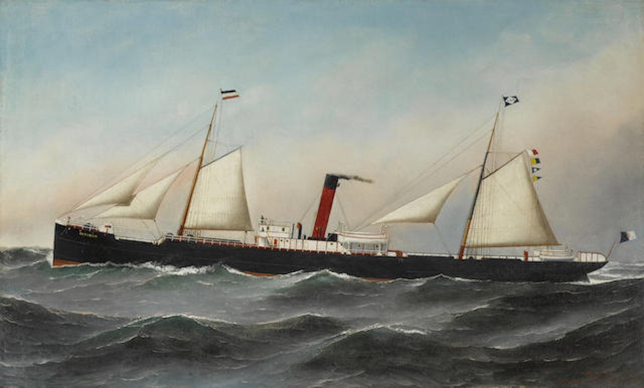 The S.S. Oevenum at sea by Antonio Jacobsen