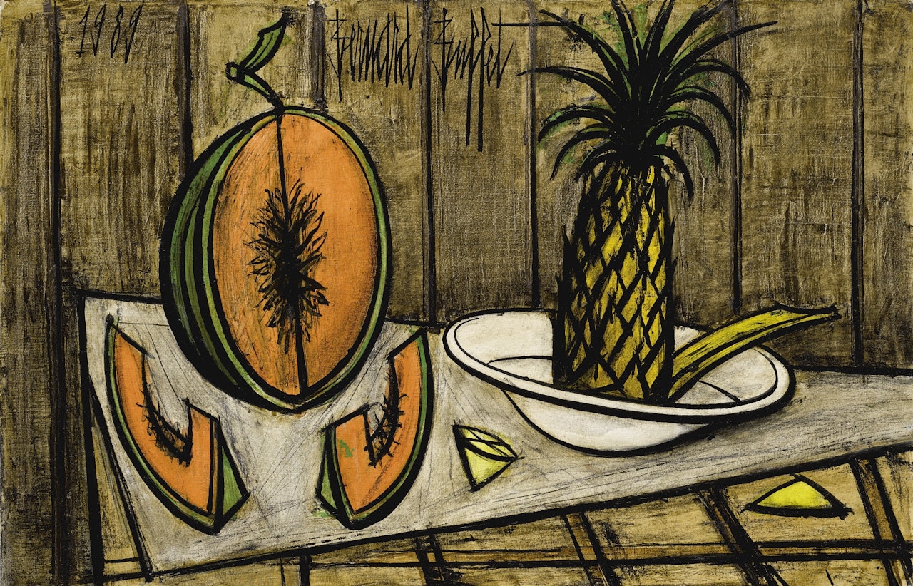 NATURE MORTE AU MELON ET À L'ANANAS by Bernard Buffet