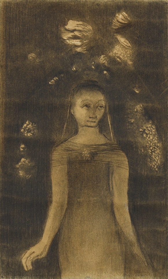 FEMME (JEUNE FEMME DEBOUT) by Odilon Redon
