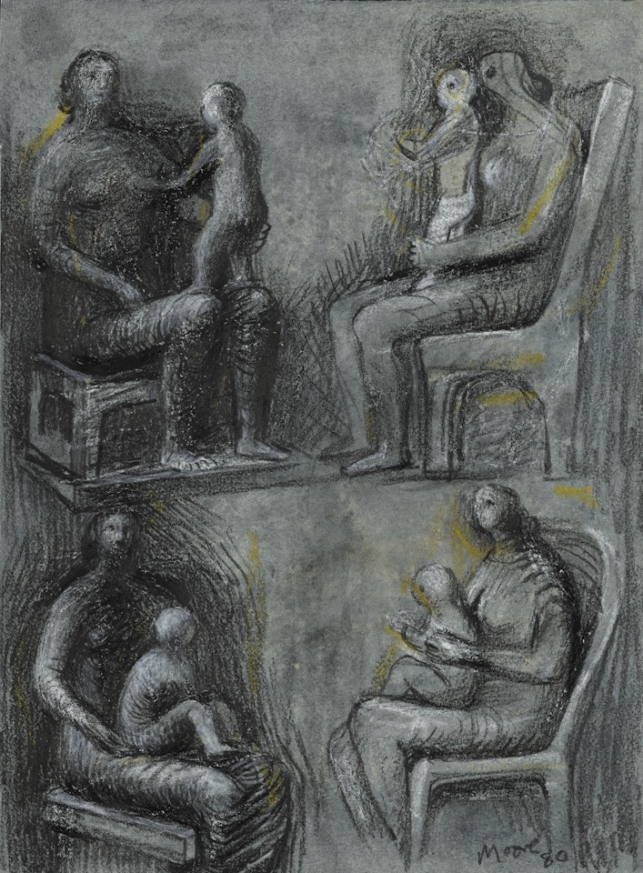 SEATED MOTHER AND CHILD: FOUR STUDIES by Henry Moore
