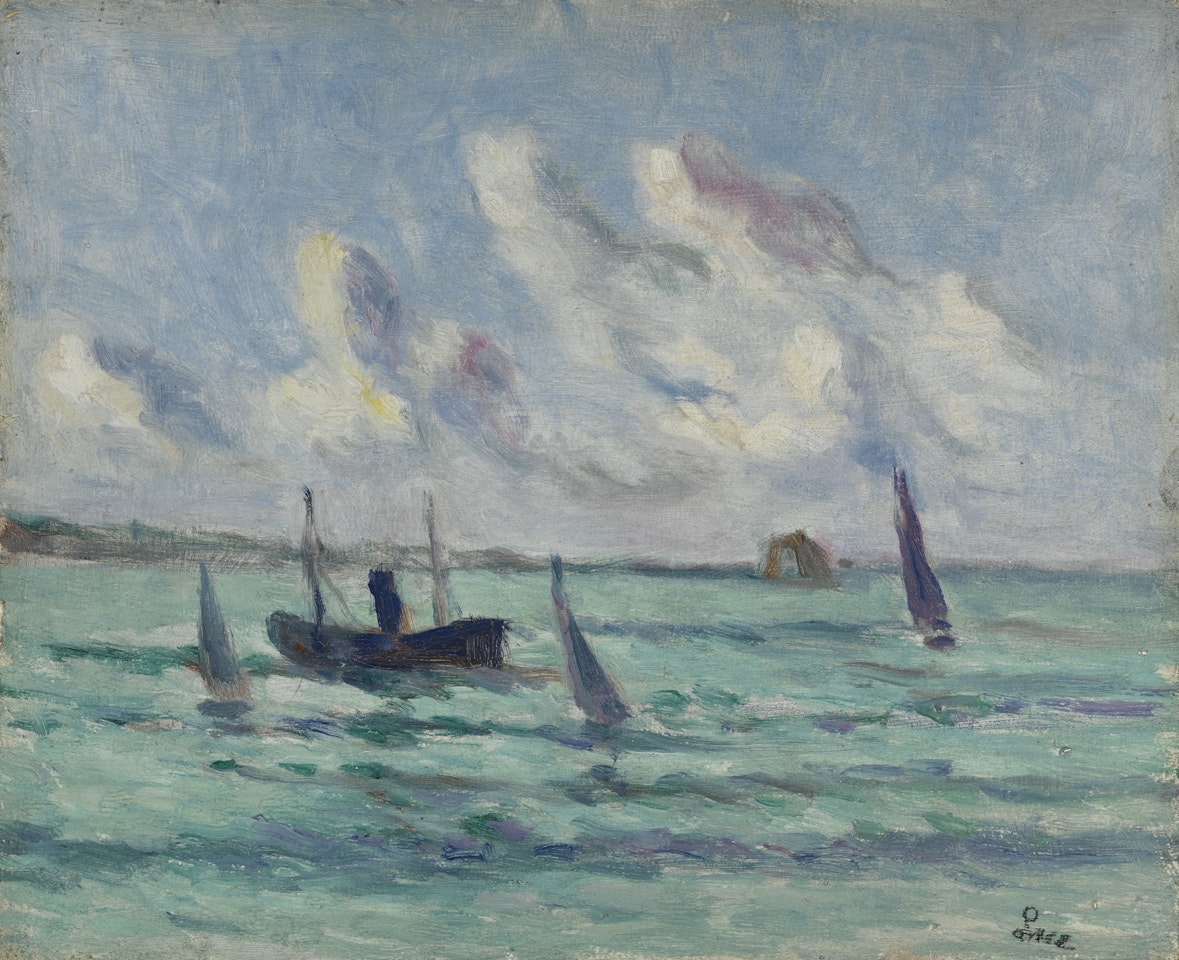 HONFLEUR, REMORQUEUR ET VOILIERS by Maximilien Luce