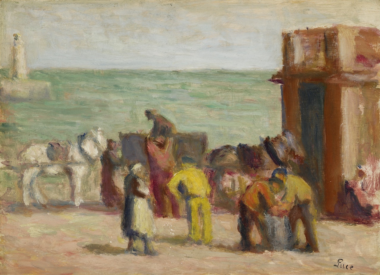 HONFLEUR, SUR LE QUAI by Maximilien Luce