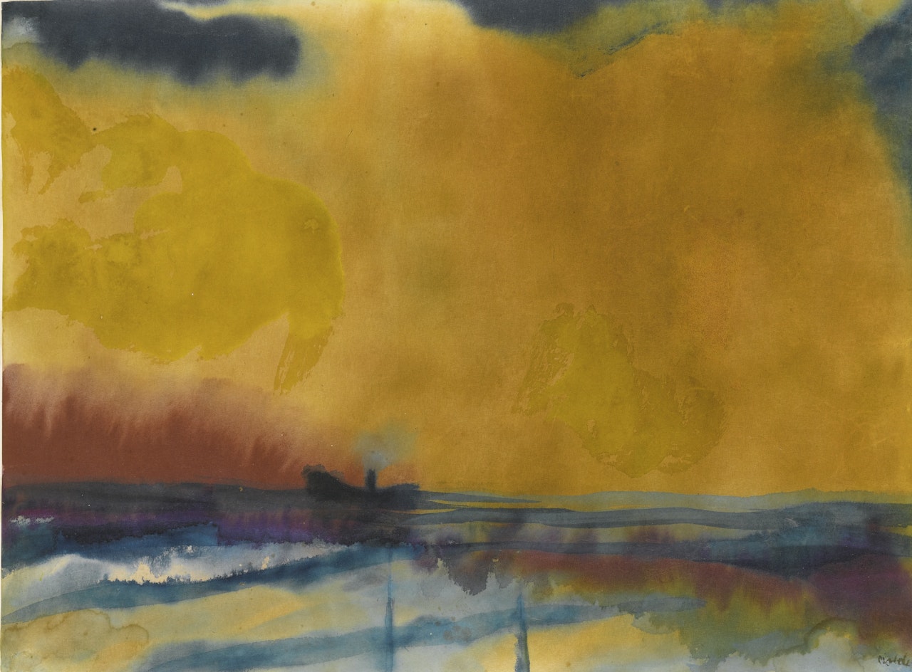 DAMPFER UNTER GELBEM HIMMEL (STEAMER UNDER YELLOW SKY) by Emil Nolde