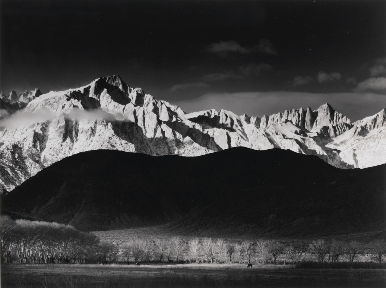 WINTER SUNRISE - THE SIERRA NEVADA FROM LONE PINE, CALIFORNIA' by Ansel Adams