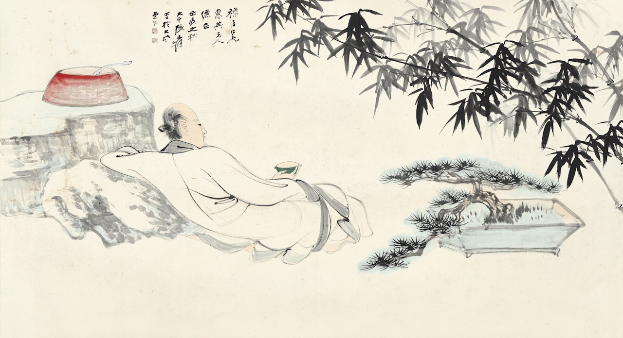 SCHOLAR IN THE COURTYARD by Zhang Daqian