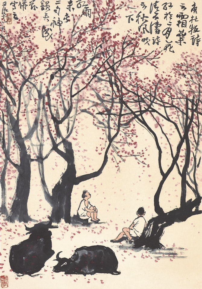 SITTING IN THE AUTUMN BREEZE by Li Keran