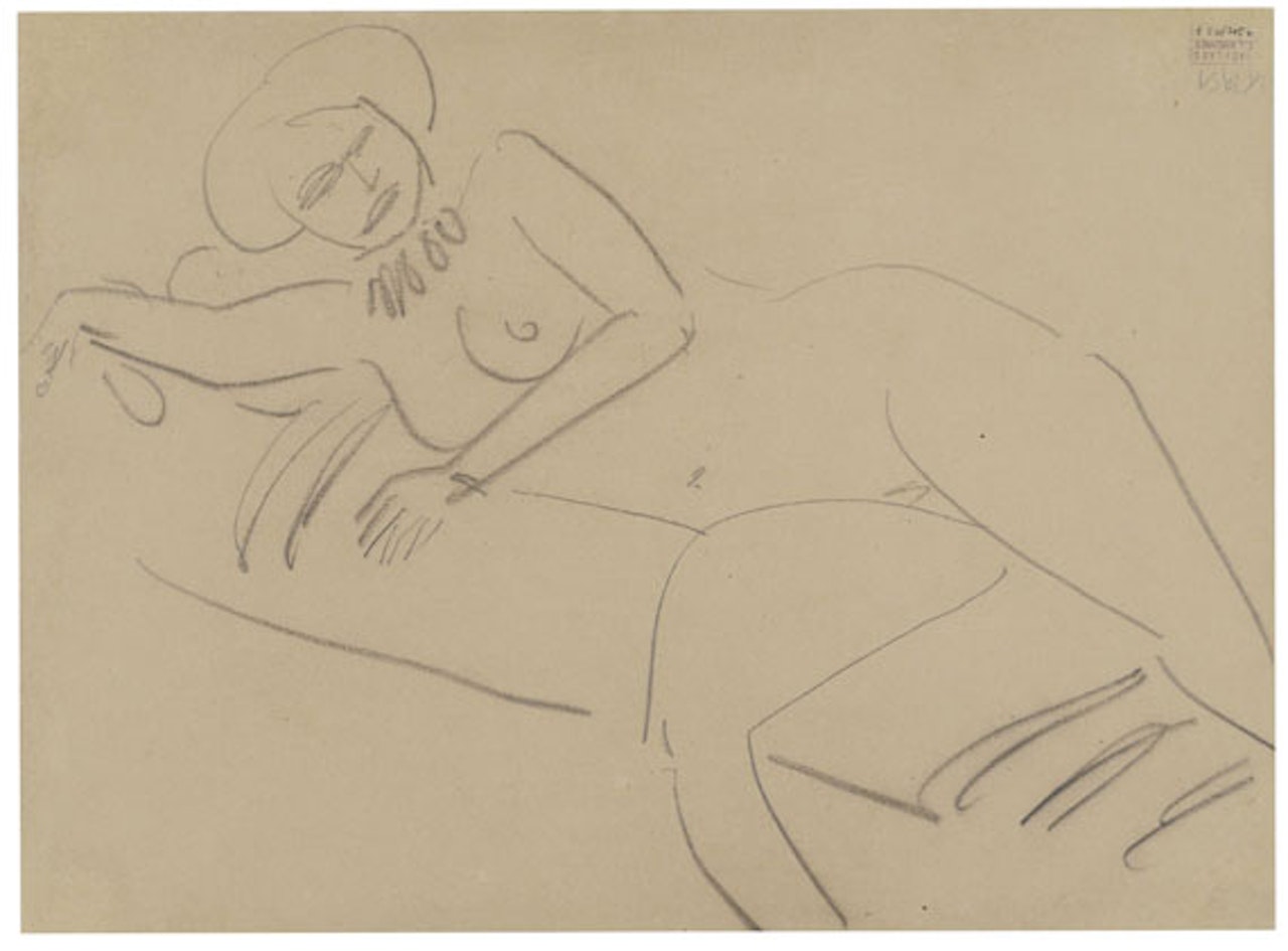 Frauenakt (verso: Partie bei Dresden) by Ernst Ludwig Kirchner