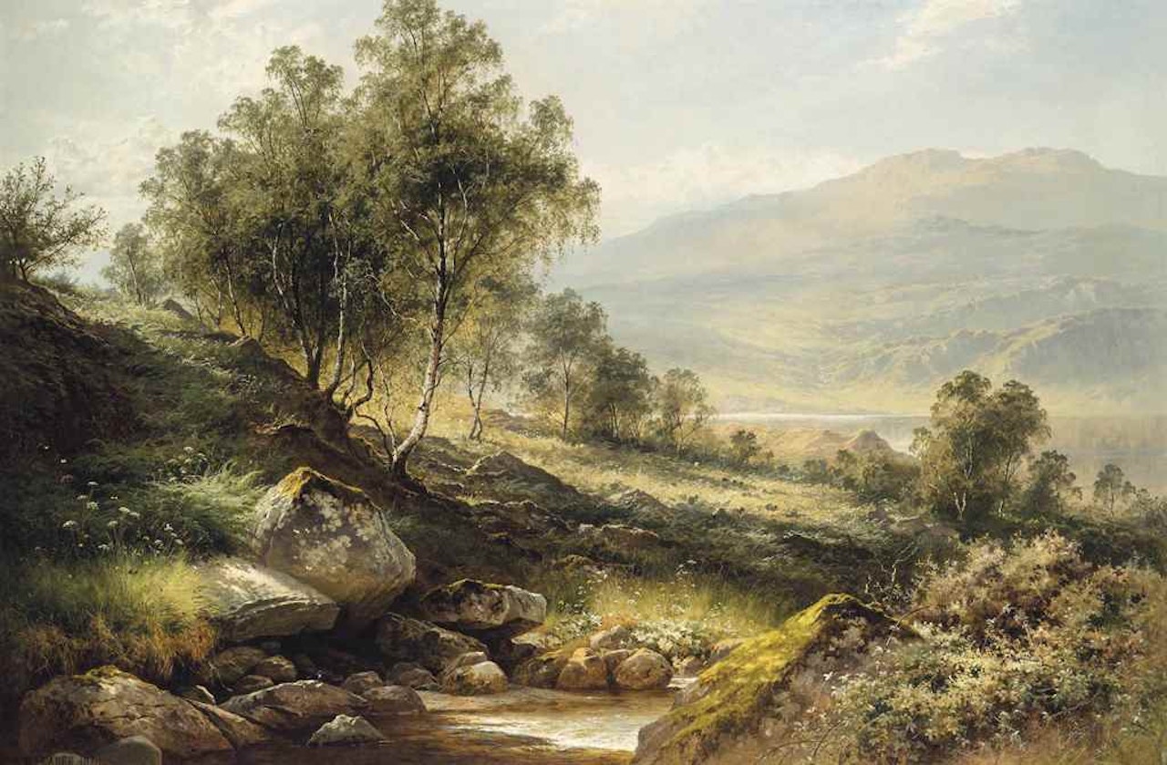 A dewy morning on the mountains, Capel Curig, North Wales by Benjamin Williams Leader