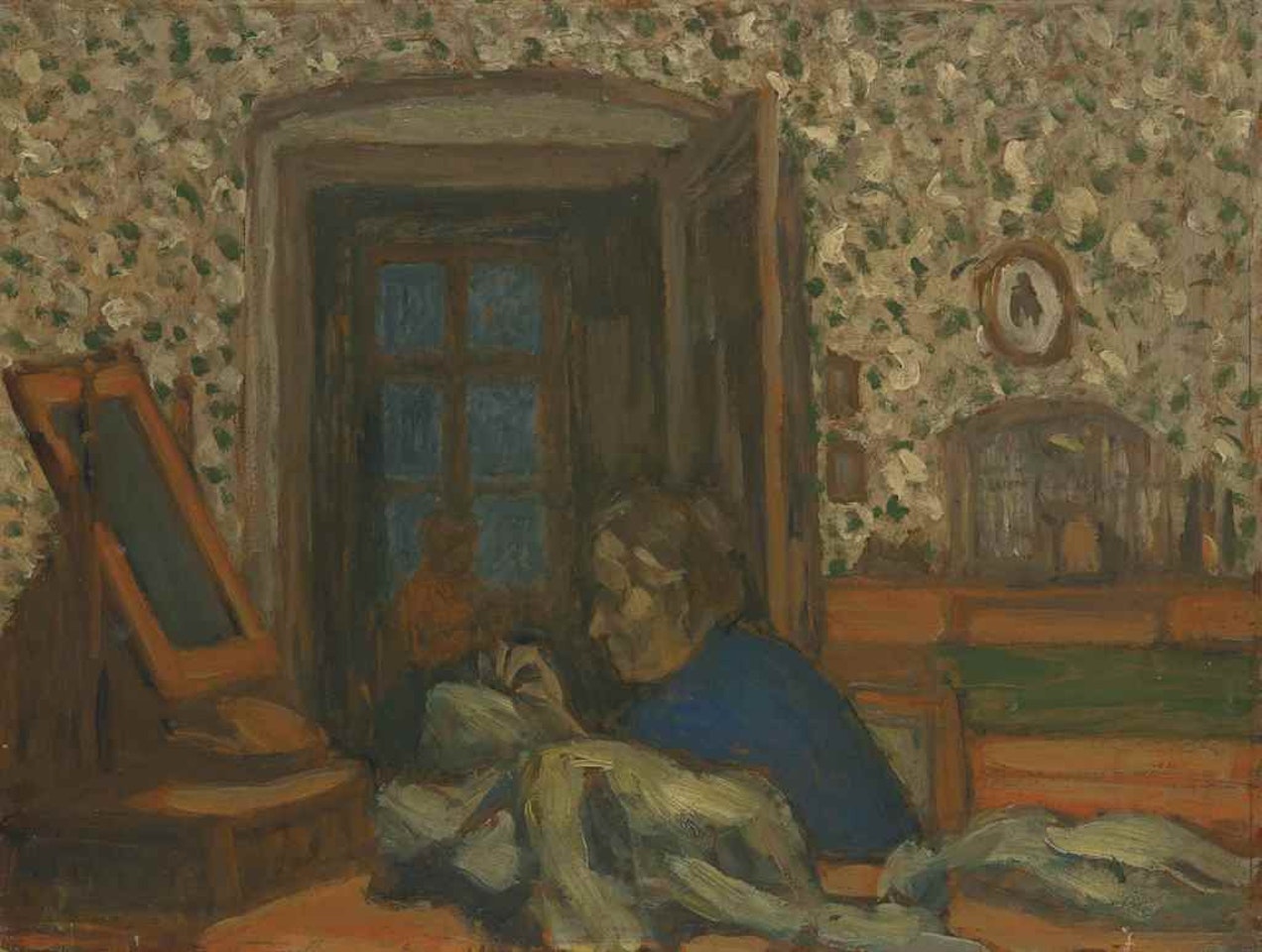 La mère de l'artiste cousant by József Rippl-Rónai