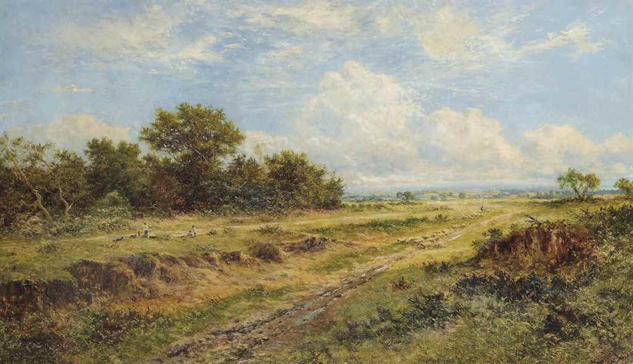 The Hayfield by Benjamin Williams Leader
