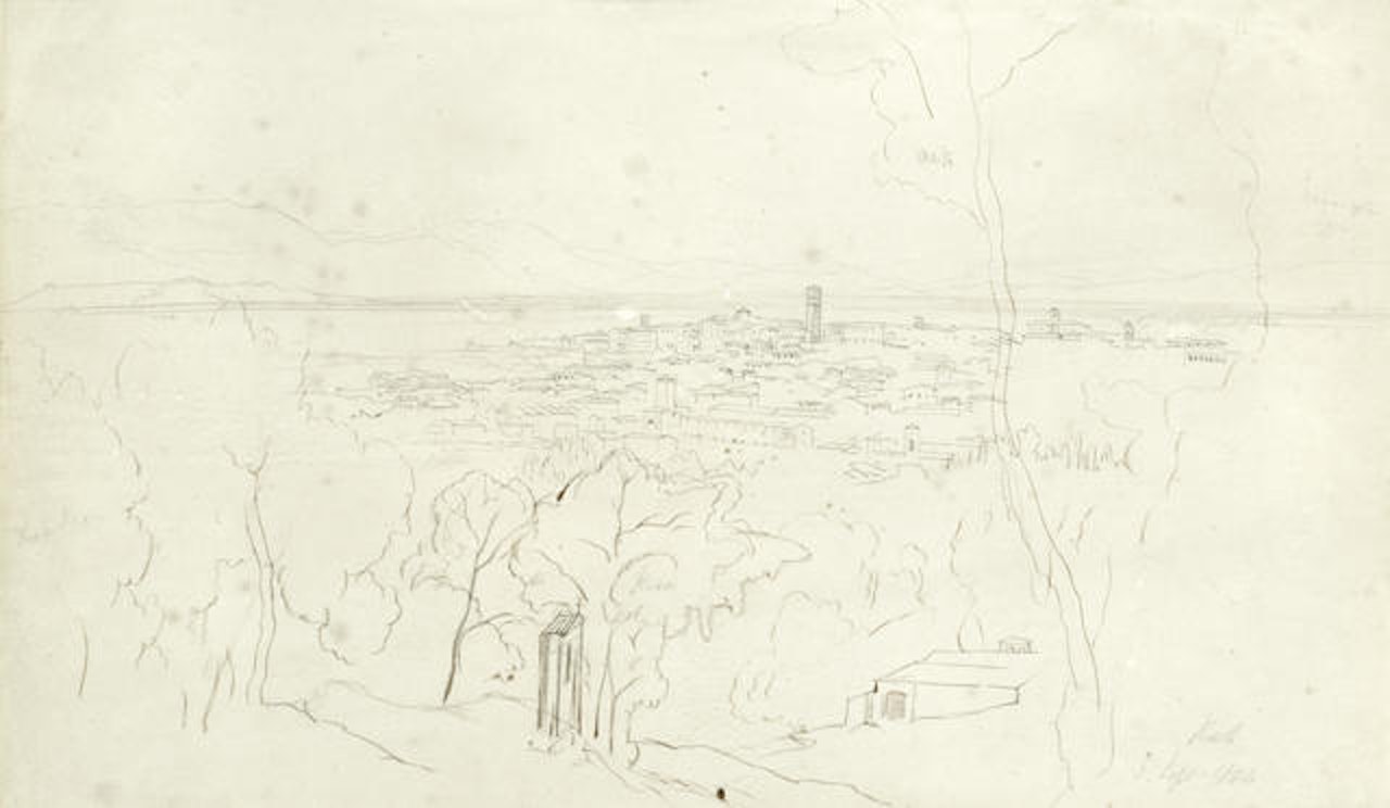 An extensive landscape, Italy by Edward Lear
