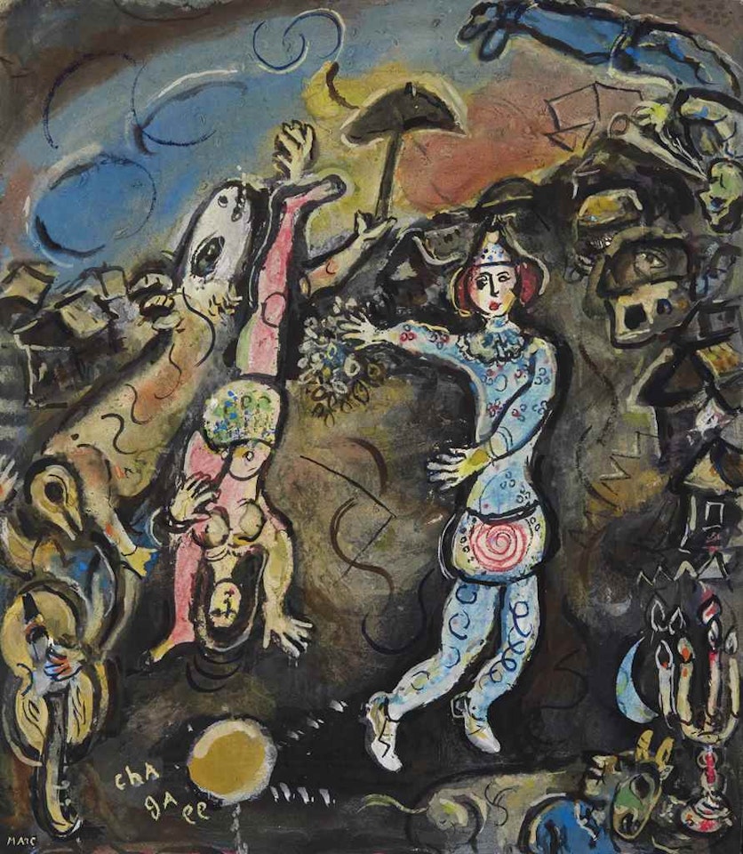 Cirque sur fond noir by Marc Chagall