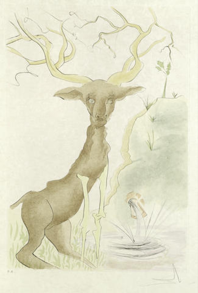 Le Cerf se voyant dans L'eau, from 'Le Bestiaire de La Fontaine Dalinisé' by Salvador Dali