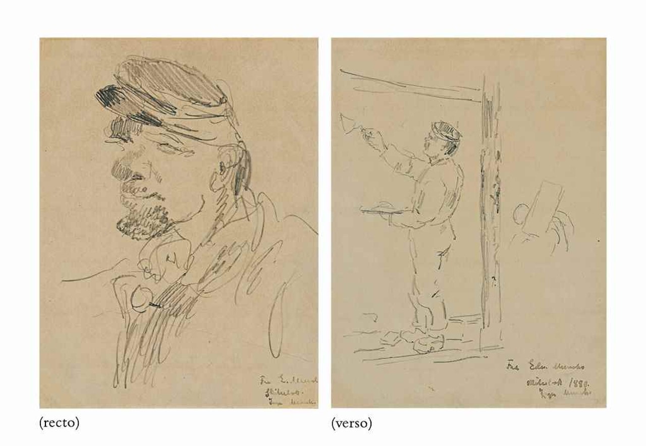 Tête d'homme (recto); Étude d'ouvrier (verso) by Edvard Munch