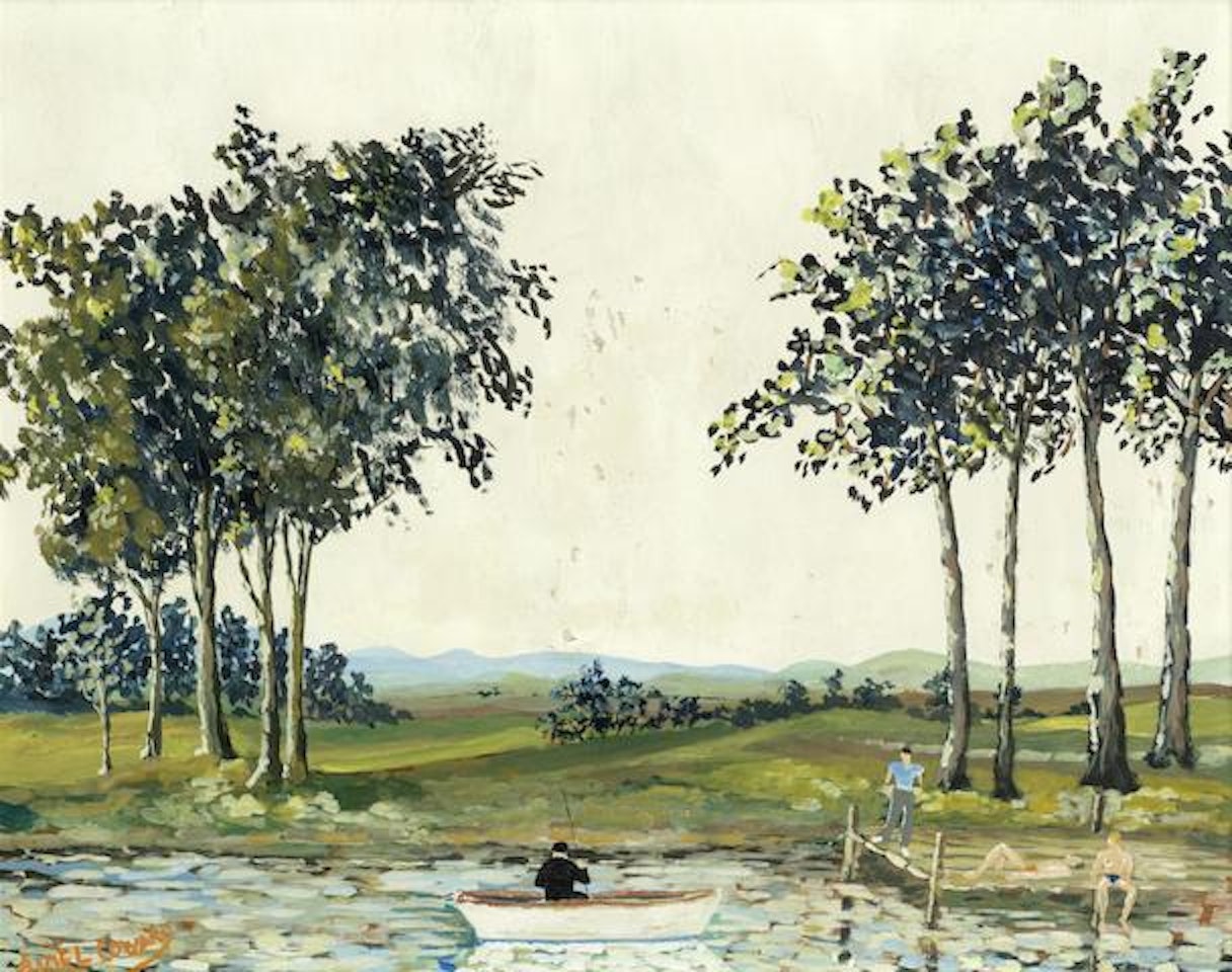 Bathers on the edge of a lake in Switzerland by Noel Coward