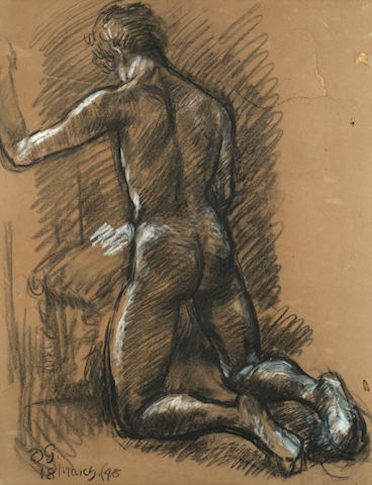 Kneeling male nude by Duncan Grant