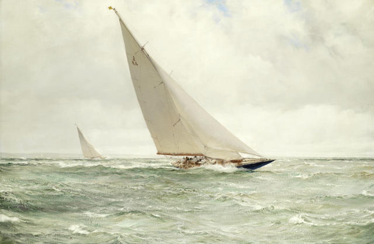 The widely celebrated Endeavour ahead of the pack in her maiden season by Montague Dawson