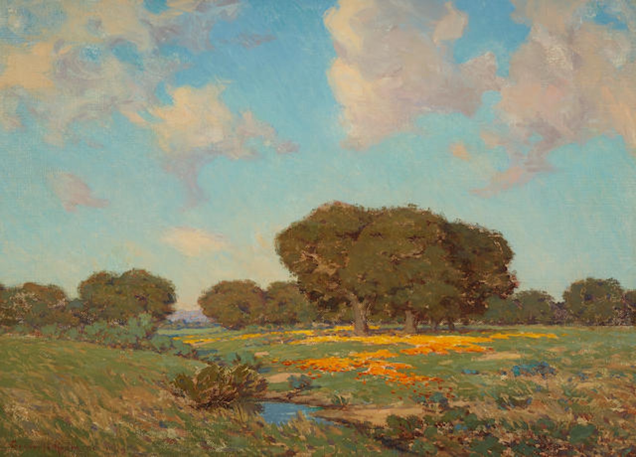 California Poppies and Oaks by Granville Redmond