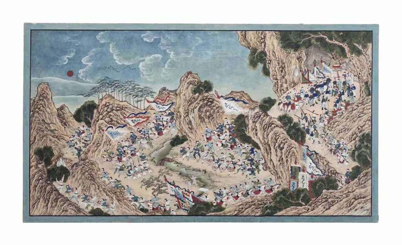 Mountain Battle Scene by Chinese School