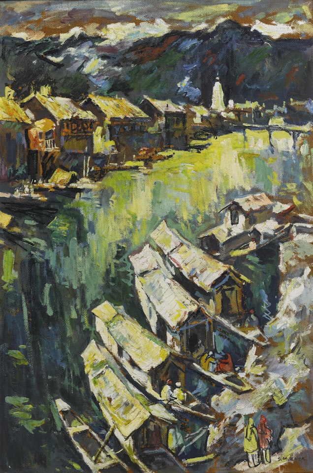 UNTITLED (HOUSEBOATS) by Sayed Haider Raza