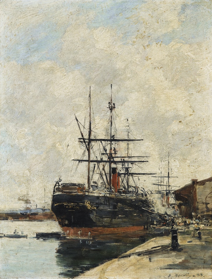 LE HAVRE. CHARGEMENT D'UN CARGO. by Eugène Boudin