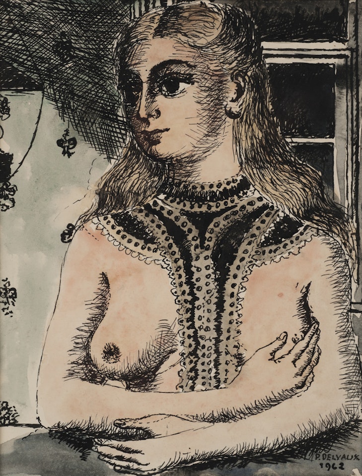 JEUNE FEMME AUX BRAS CROISÉS by Paul Delvaux