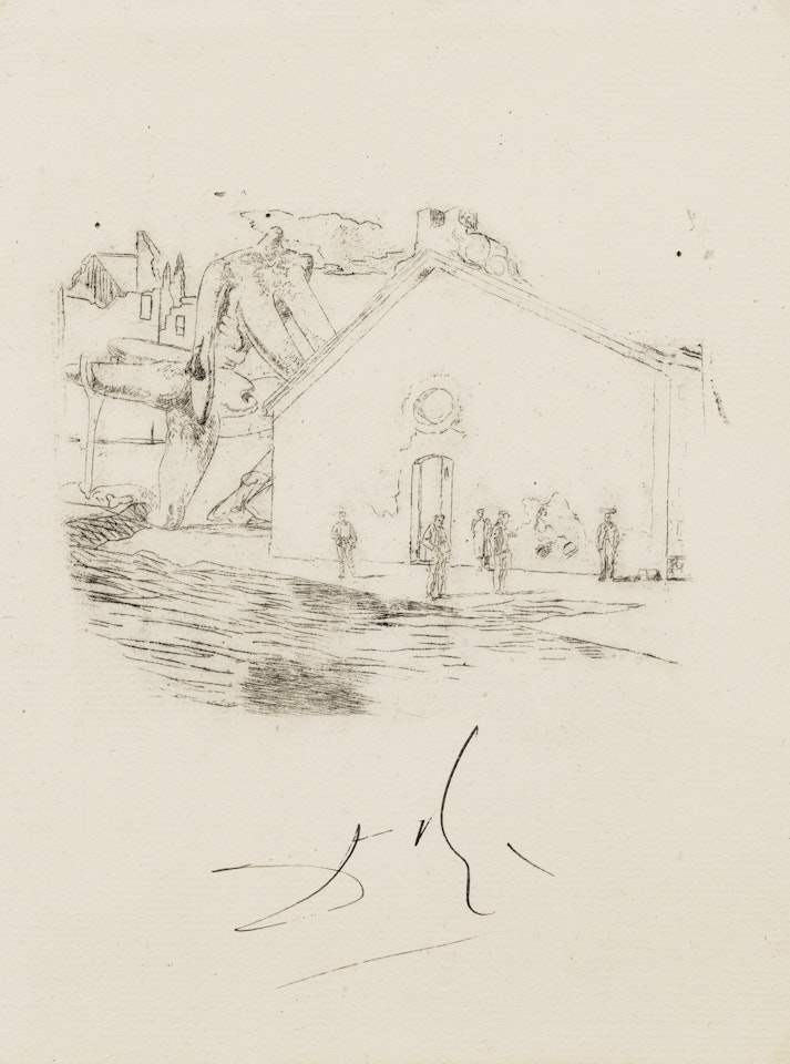 MAISON EN BORD DE MER, SUJET NON RETENU POUR UNE ILLUSTRATION POUR L'OUVRAGE DE LAUTRÃAMONT LES CHANTS DE MALDOROR by Salvador Dali