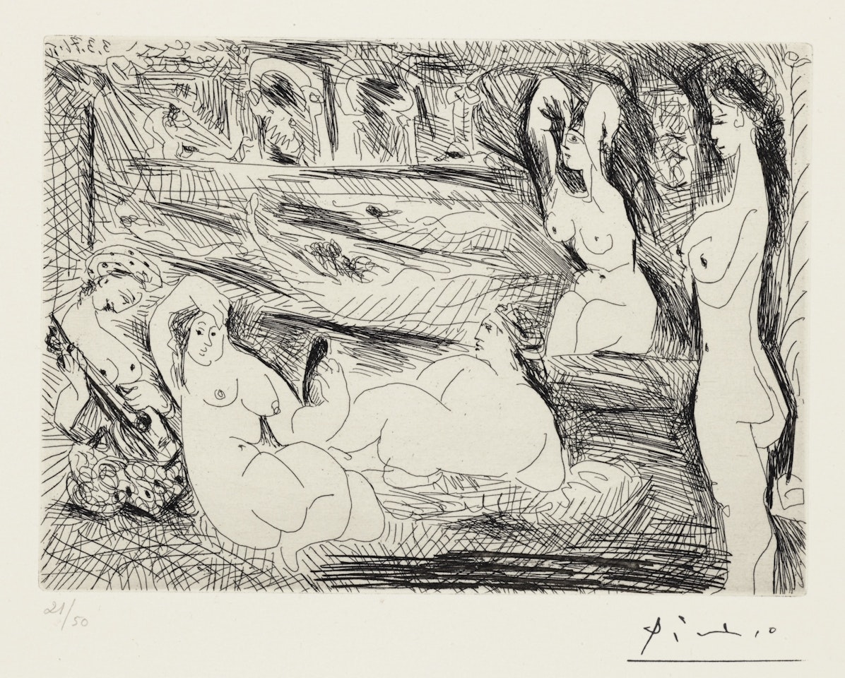 AUTOUR DU BAIN TURC. FEMMES À LA PISCINE by Pablo Picasso