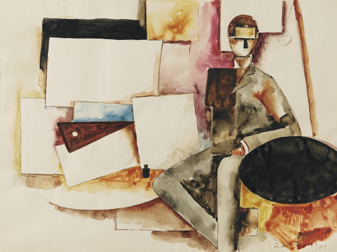 L'ETUDE POUR : L'HOMME ASSIS by Roger de la Fresnaye