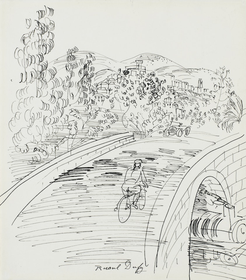 CYCLISTE SUR LE PONT by Raoul Dufy